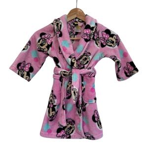 Disney Minnie Mouse Girls 4t Pink Pajama Soft Pocketed Robe